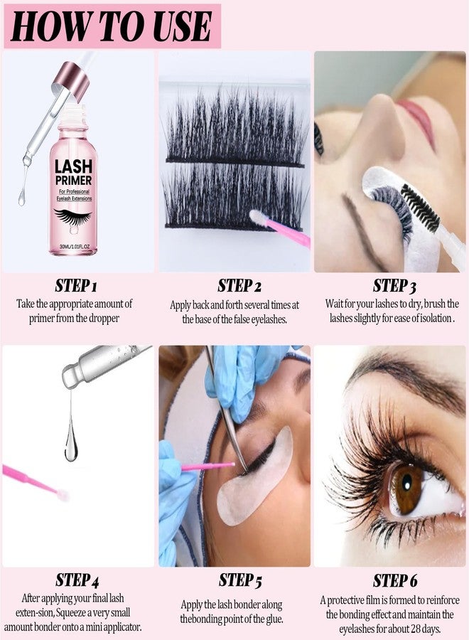 QUKLOGEN Lash Glue Primer Super Lash Bonder for Eyelash Extensions Kit Instant Cure Adhesive Companion Lash Glue Remover 6IN1 Professional Use Only Lash Extension Supplies with Tweezers Applicator - Image 4
